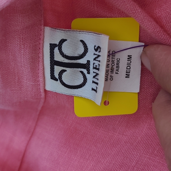 Pink linen button shacket shirt jacket collar medium - Picture 8 of 9